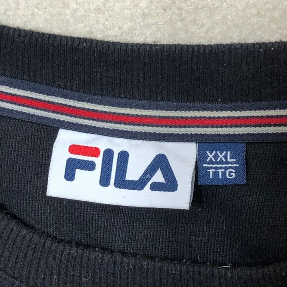 FILA Sweatshirt Mens XXL Black Crewneck Embroidered Large Logo Retro Pullover - Picture 4 of 5